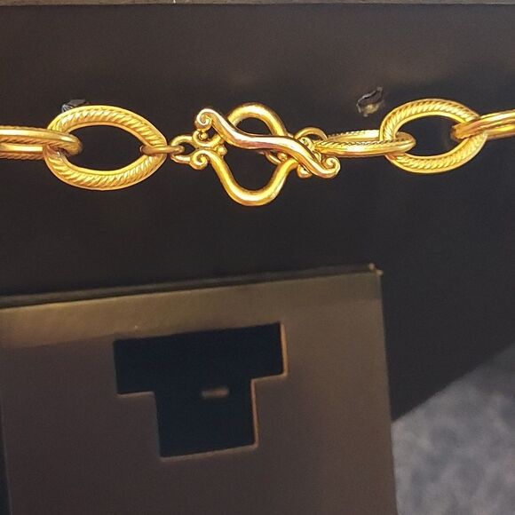 Gold triple multi chain layered bead necklace vintage - Picture 7 of 7